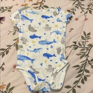 Carter's Blue and Gray Whale Print One Piece Bodysuit